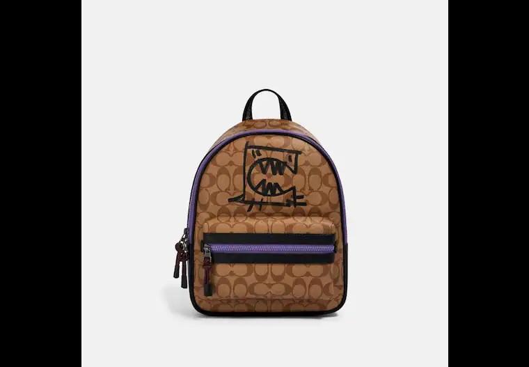 Vale Medium Charlie Backpack In Signature Canvas With Rexy By Guang Yu