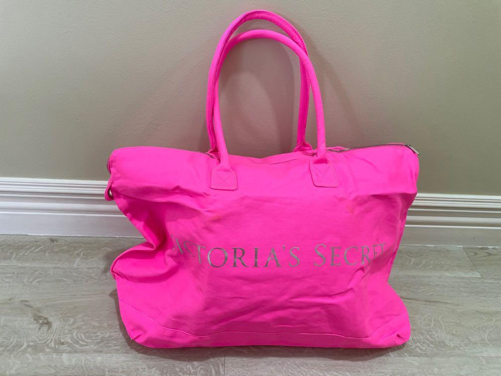 Victorias Secret Weekender Bag Hot Pink Bling Shoulder Strap 