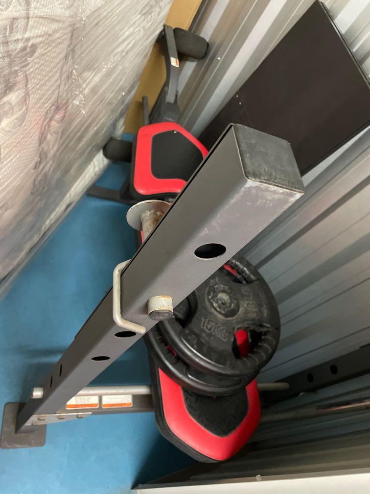 Weider Pro 250 bench press w barbell and 15kg weights Sports