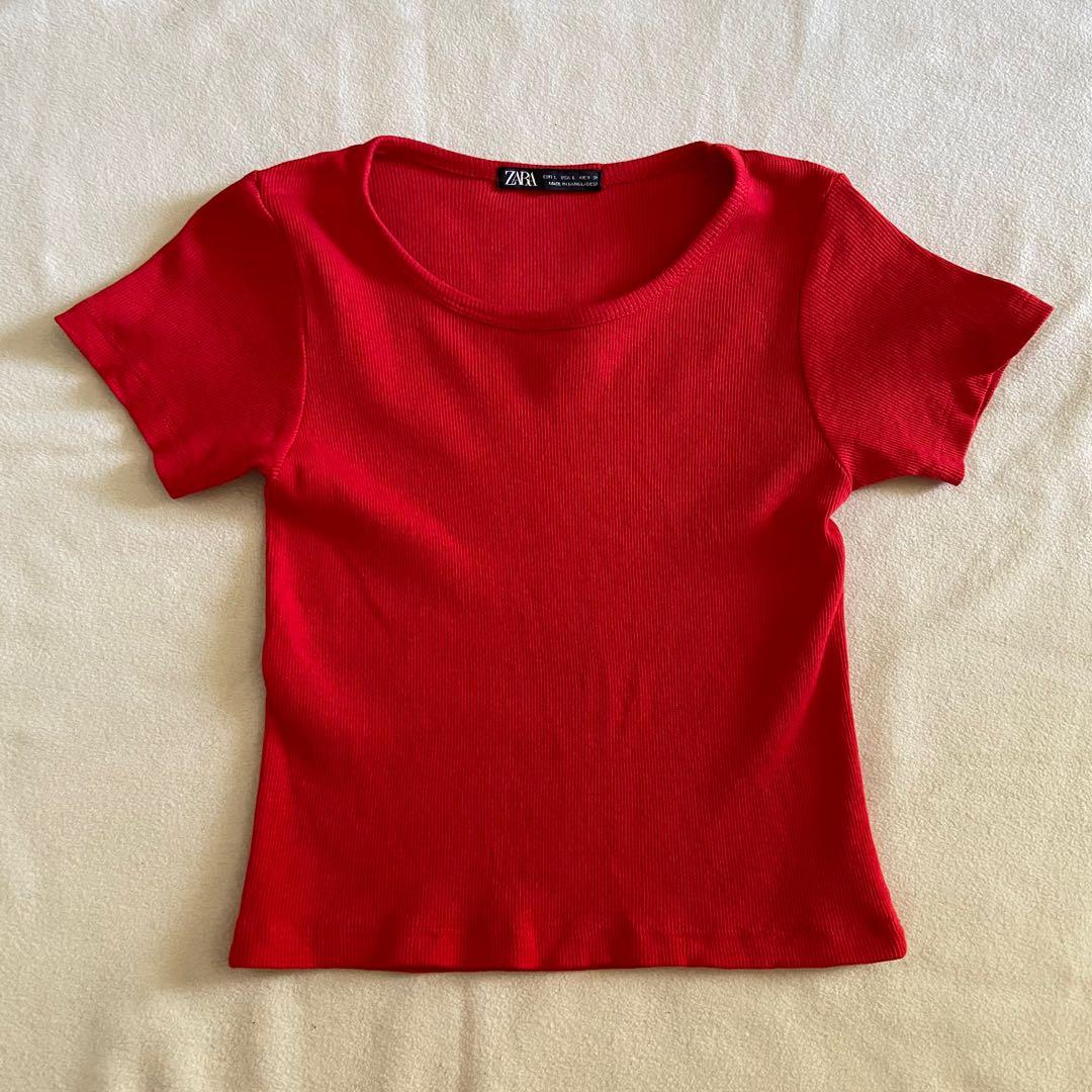 ZARA red crop top, Women's Fashion, Tops, Shirts on Carousell