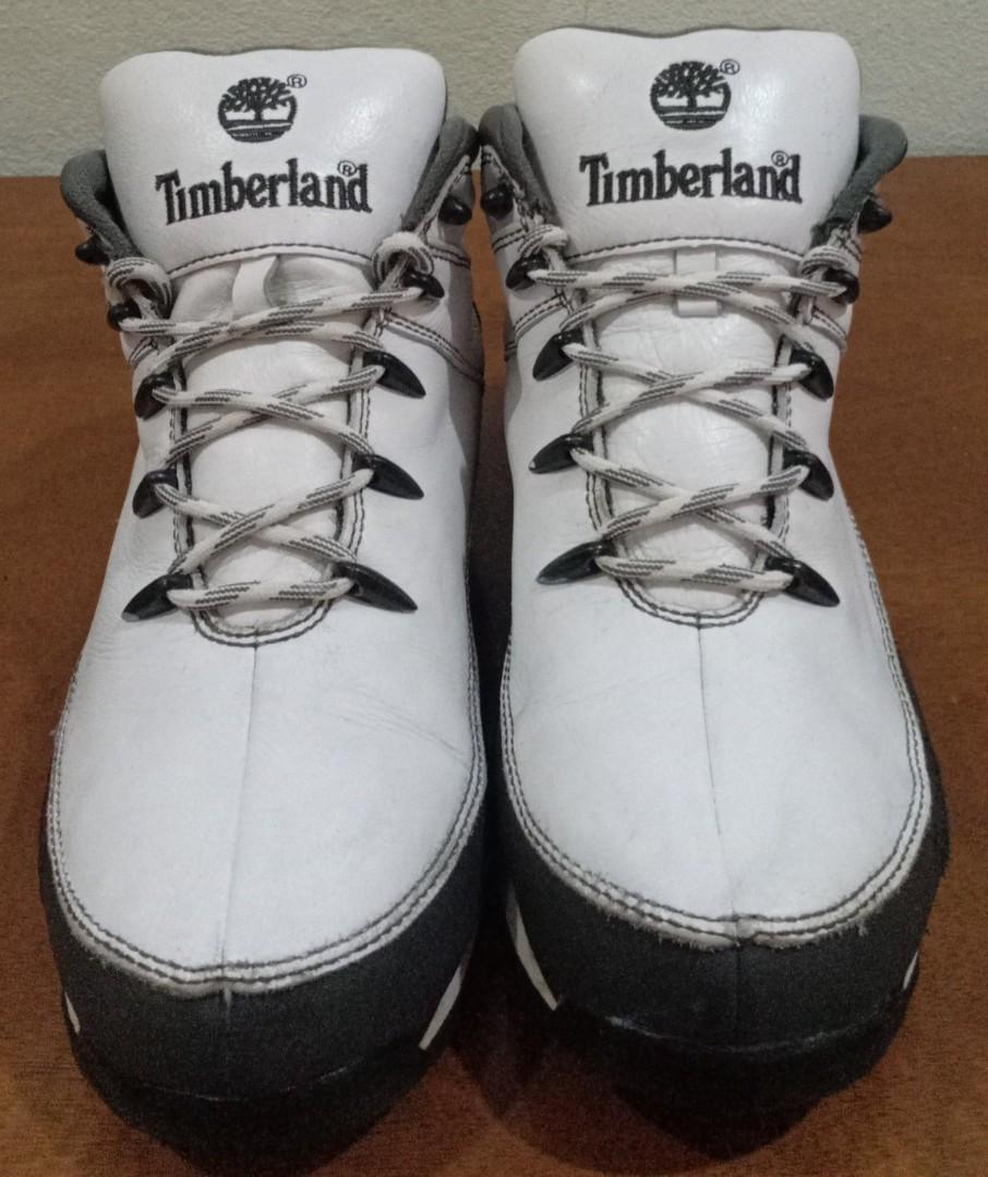 10uk Rm138 TimberLand Boots Euro Spirit Mid Leather White Black