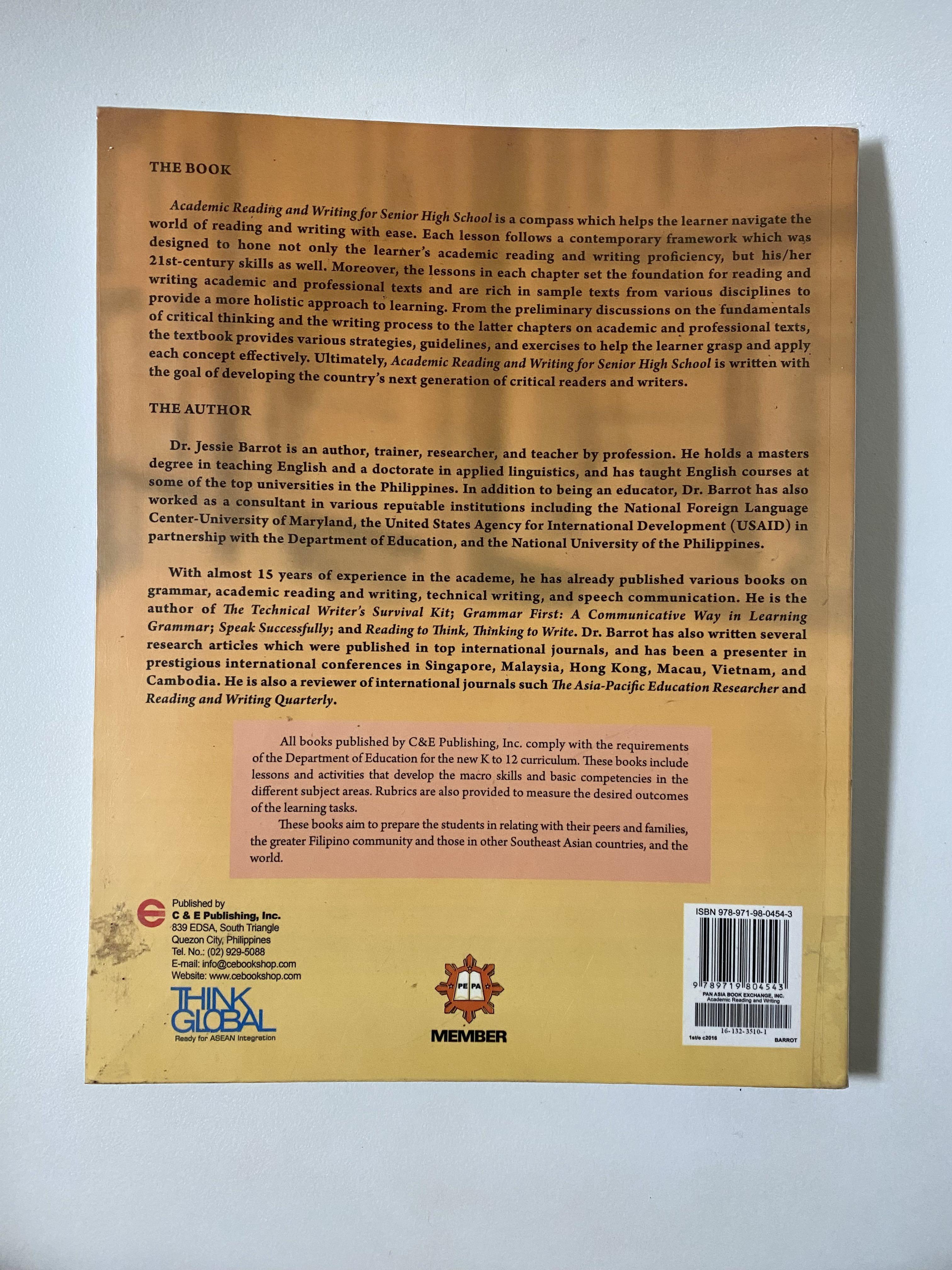 Academic Reading and Writing Book (SHS), Hobbies & Toys, Books