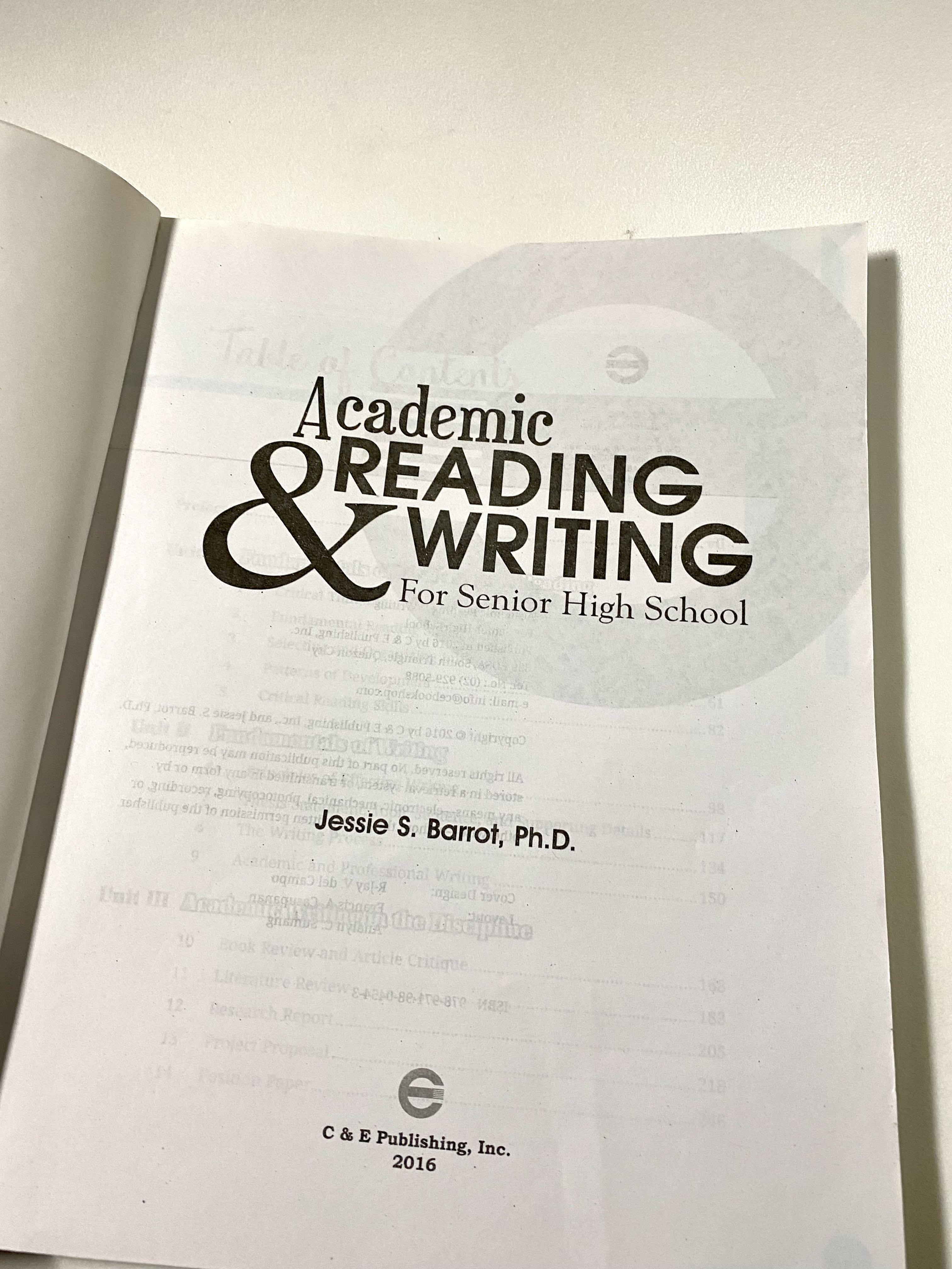 Academic Reading and Writing Book (SHS), Hobbies & Toys, Books