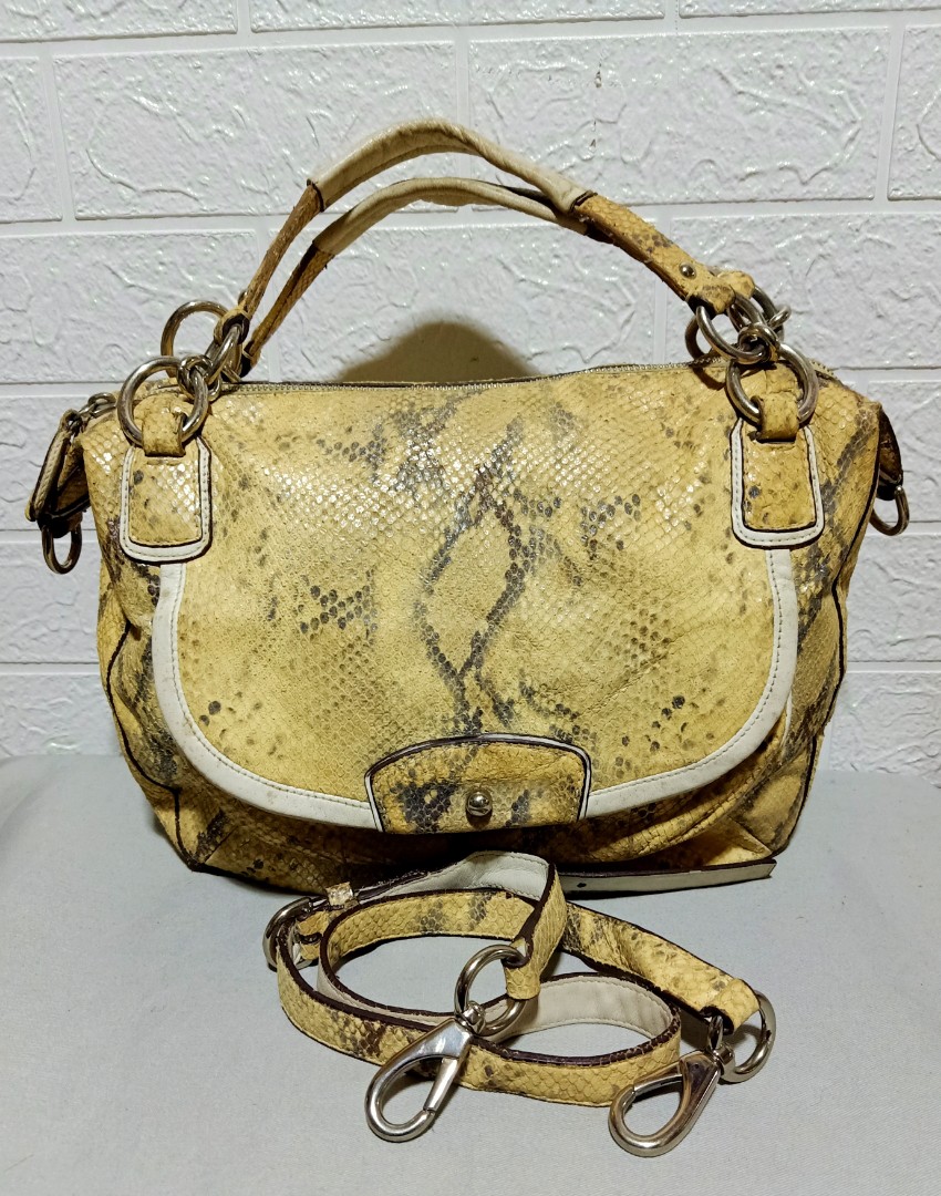 AUTHENTIC COACH KRISTIN EMBOSSED PYTHON SLING, Luxury, Bags & Wallets