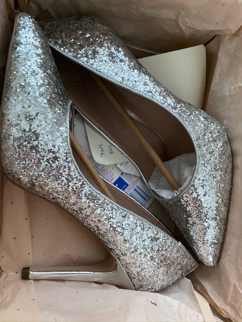 Bcbg silver heels shop