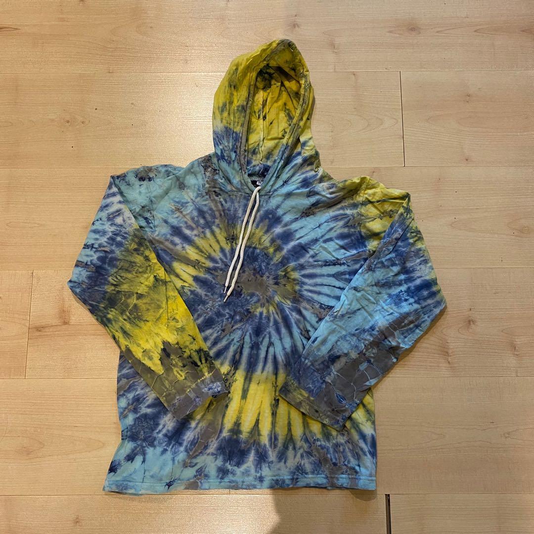 blue and yellow tie dye sweatshirt