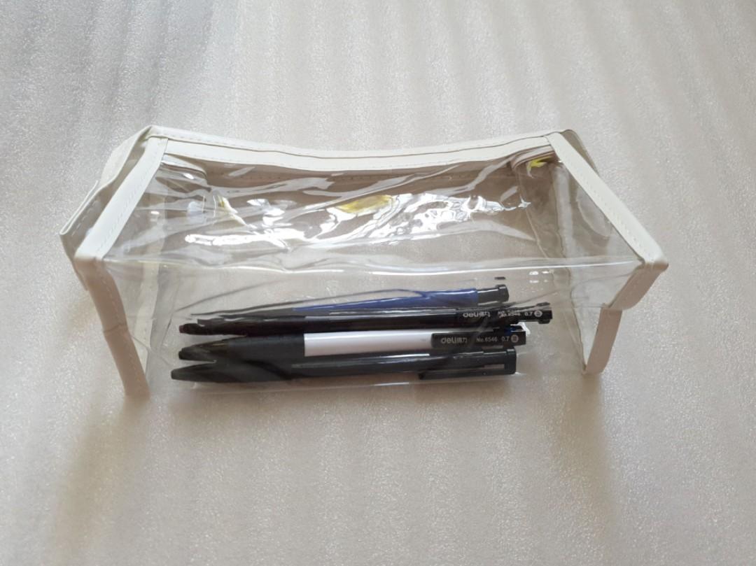 Clear Pencil Case, Large Transparent Plastic Pen Pencil Bag Makeup Pouch Tr