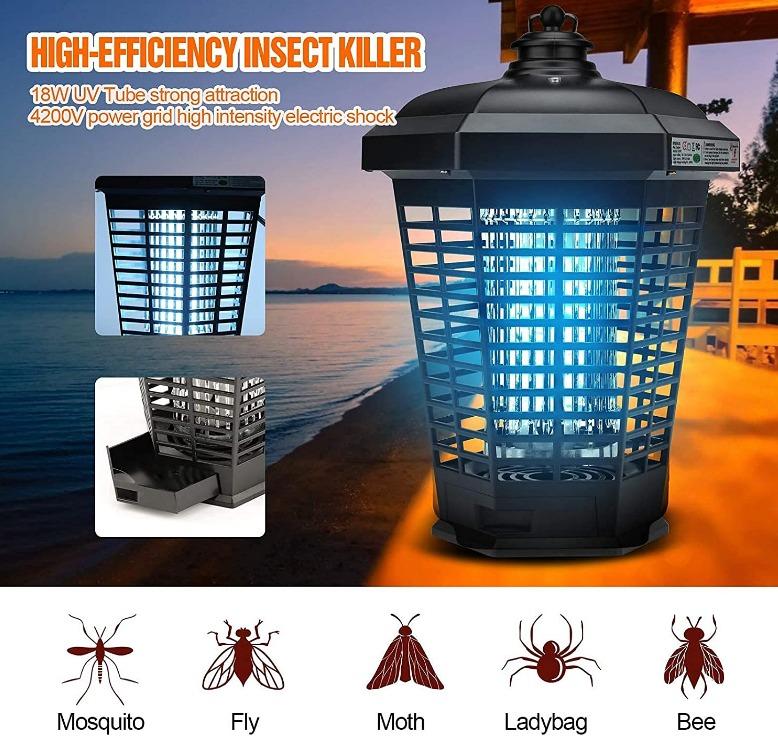 Outdoor Mosquito Killer 4200V High Power Electric Mosquito Killer Including  2 Pack Replacement Bulbs