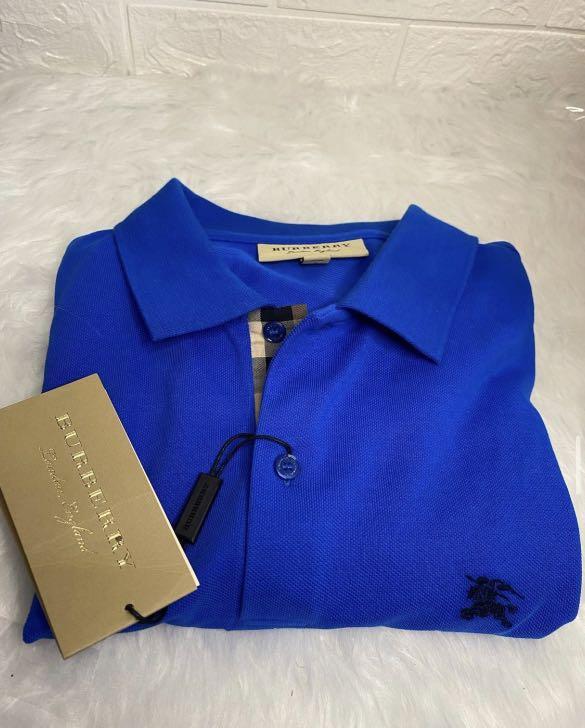 Burberry Blue Polo Shirt, Luxury, Apparel on Carousell