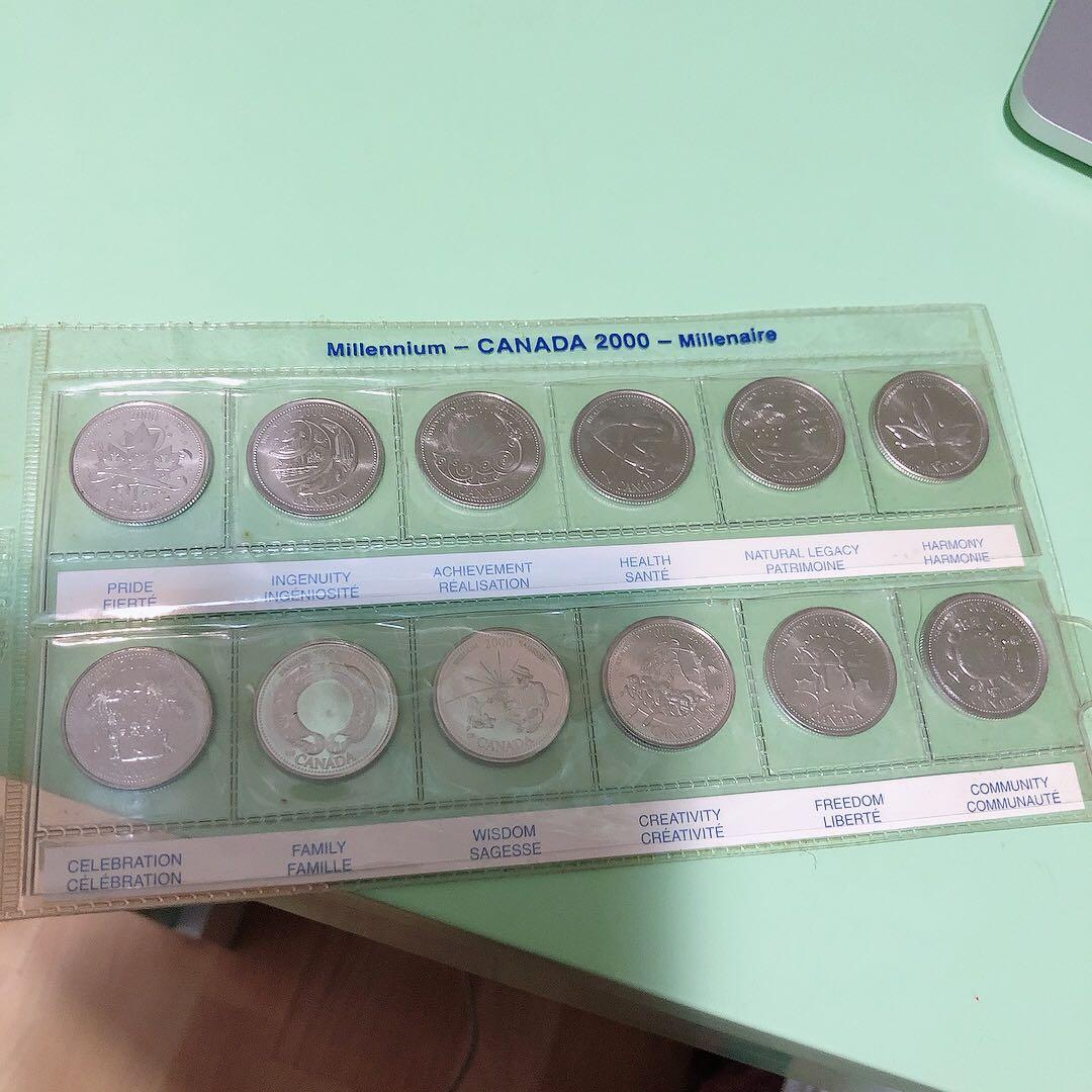 Canadian collectible coins 25 cents 2000 millennium millenaire 加拿大限定版絕版2000年銀幣,  興趣及遊戲, 收藏品及紀念品, 錢幣- Carousell