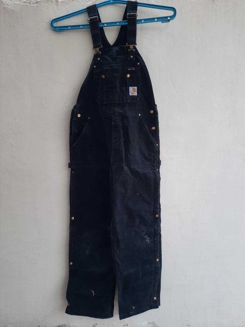 Carhartt WIP BIB OVERALL - Cargo trousers - black rinsed/black 