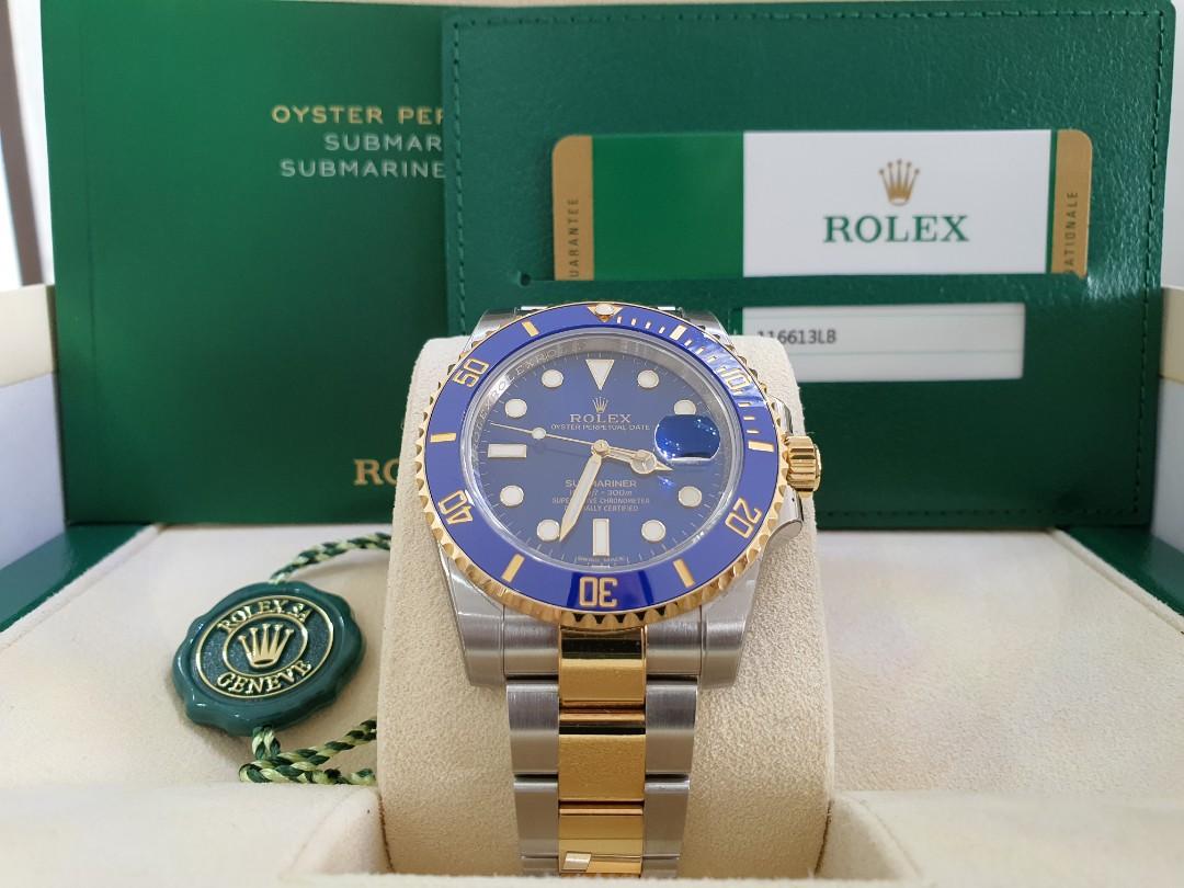 Discontinued Rolex Submariner Half Gold Blue Sunburst Dial Bluesy