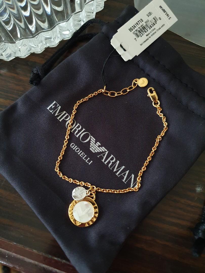 Emporio Armani Gold and Silver Adjustable Bracelet, Luxury