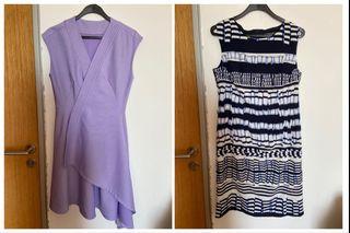 Espirit Strokes of Sea Dress in Navy Blue & Saturday Club Lilac Purple V Cut Dress