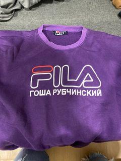 FILA紫色刷毛大學T