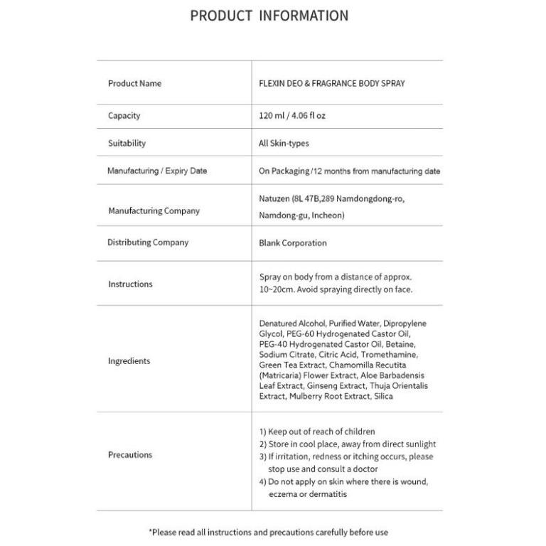 (Flexin) Deo & Fragrance Body Spray 120ml Beauty & Personal