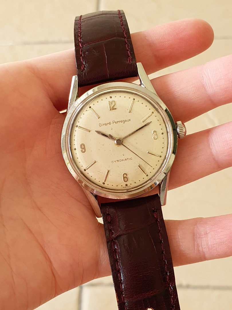 Girard Perregaux Gyromatic full steel vintage watch Men s Fashion