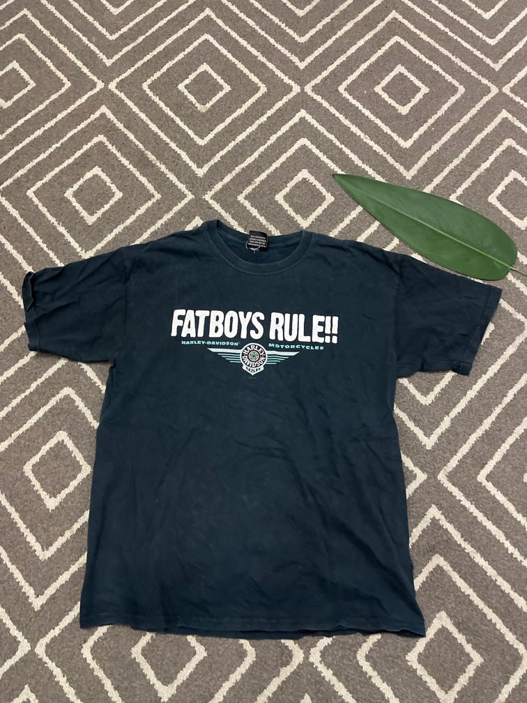 Harley Davidson Fatboy t shirt Men s Fashion Tops Sets Tshirts Polo Shirts on Carousell