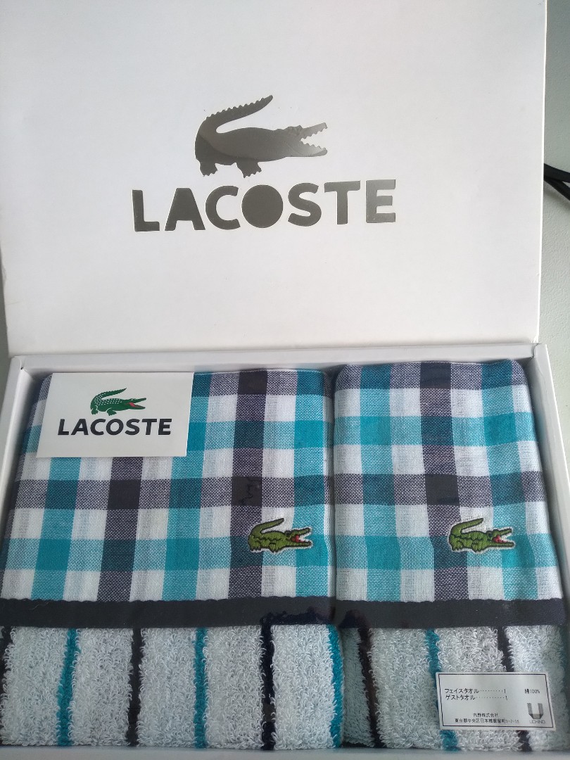 Lacoste Face Guest Towel set Blue Furniture Home Living