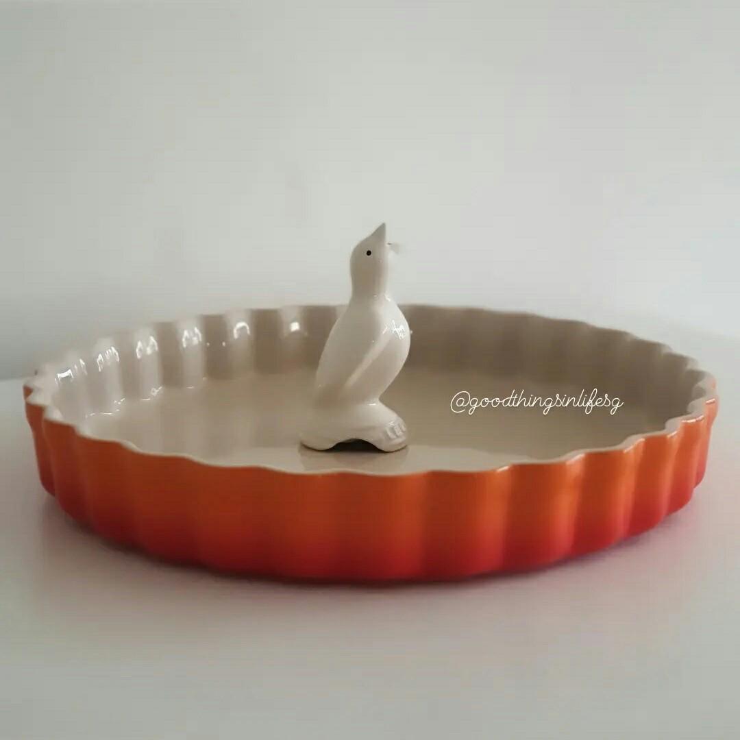 Le Creuset 24cm Fluted Flan Dish Flame+ Pie Bird Cerise Set, Furniture
