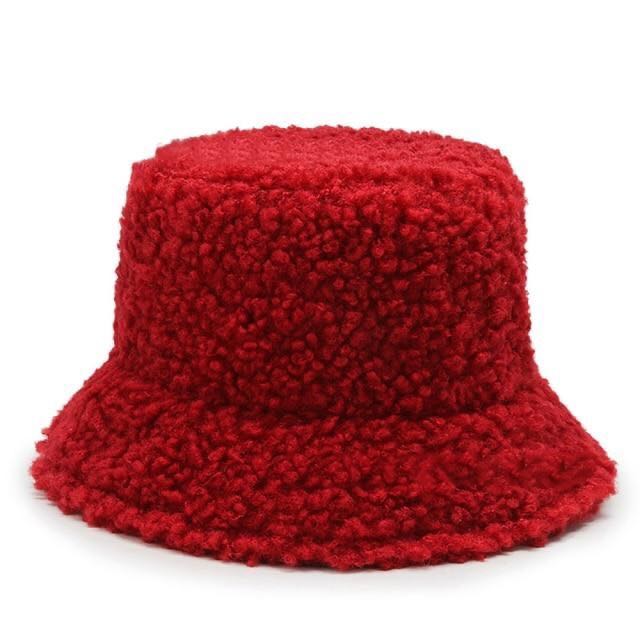 red bucket hat, Fesyen Wanita 