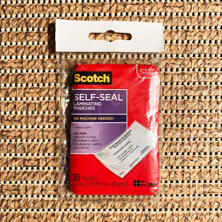 Scotch SelfSeal Laminating Pouches 2x3.5” (Pack of 10 or 25), Hobbies
