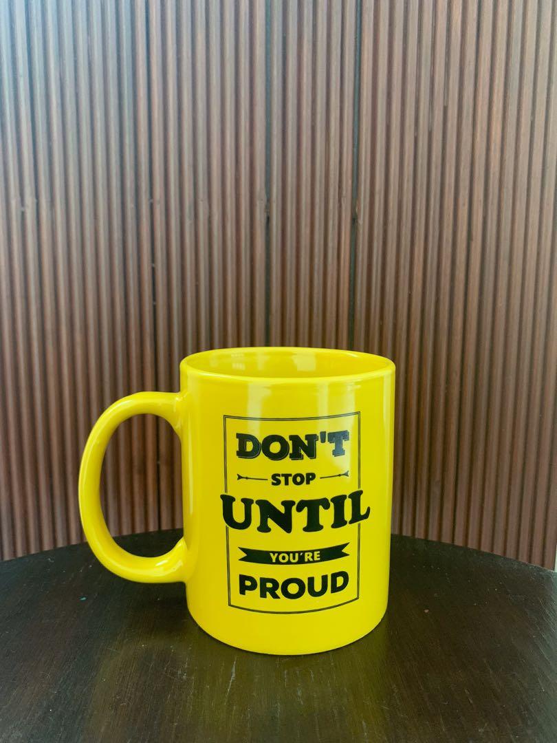 Smiley “Don’t stop until you’re proud” Mug (Category: Coffee & Tea Tableware) located in Muntinlupa City. Submitted by isa.declutters (Listing ID 1141348953, Image 2). Description: (✿ ♥‿♥) pm me for more pics ^_____^ selling for: ₱399 never been used 🥰 MOP: gcash / COD shipping: shopee checkout / lalamove, toktok, grab (to be handled by buyer ♡).