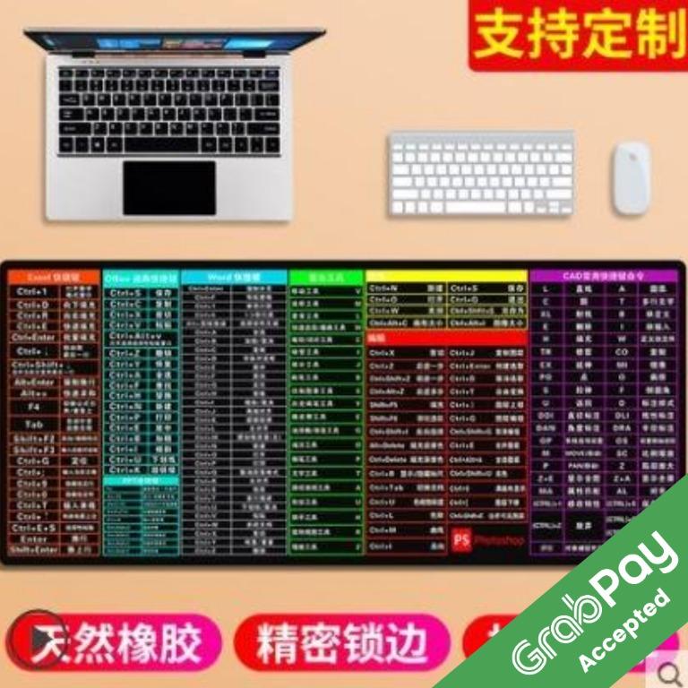 Super Large Mouse Pad Office Shortcut Animation Key Computer Game Desk ...