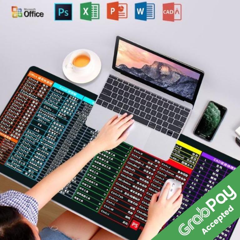 Super Large Mouse Pad Office Shortcut Animation Key Computer Game Desk ...