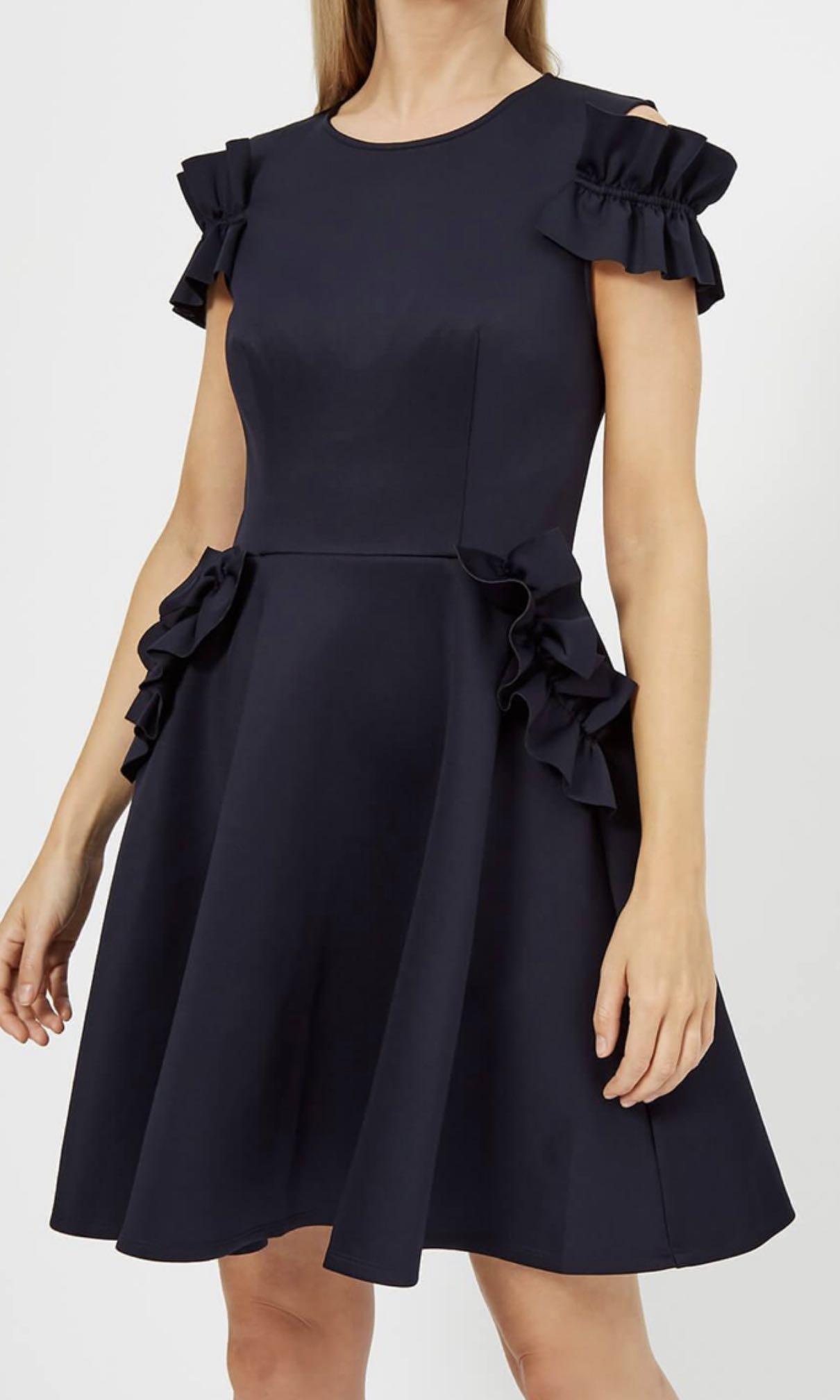 Ted Baker Deneese Ruffles Detail Dress in Navy