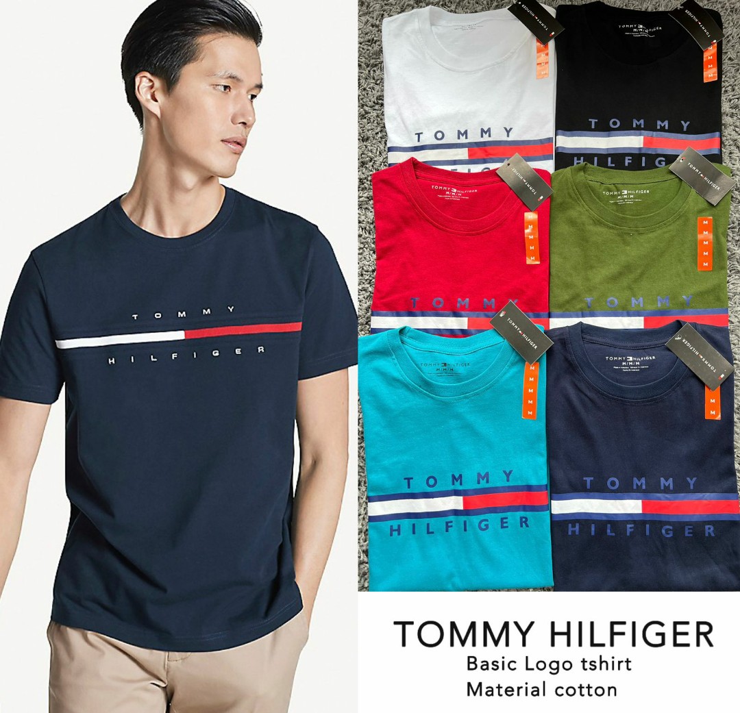Tommy Hilfiger logo basic tshirt ( 2pcs), Fesyen Pria ...