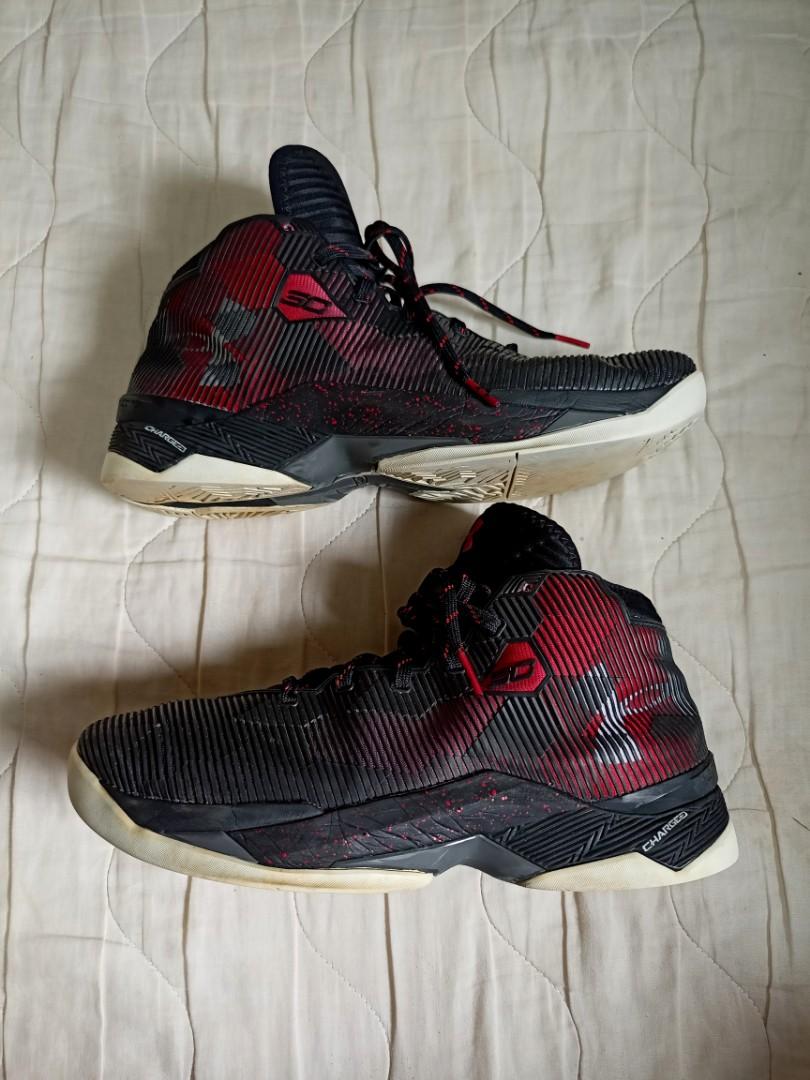 Under Armour Mens Curry  Basketball Shoes Black/Red/White ‼️ USA : 10 UK  : 9 EUR