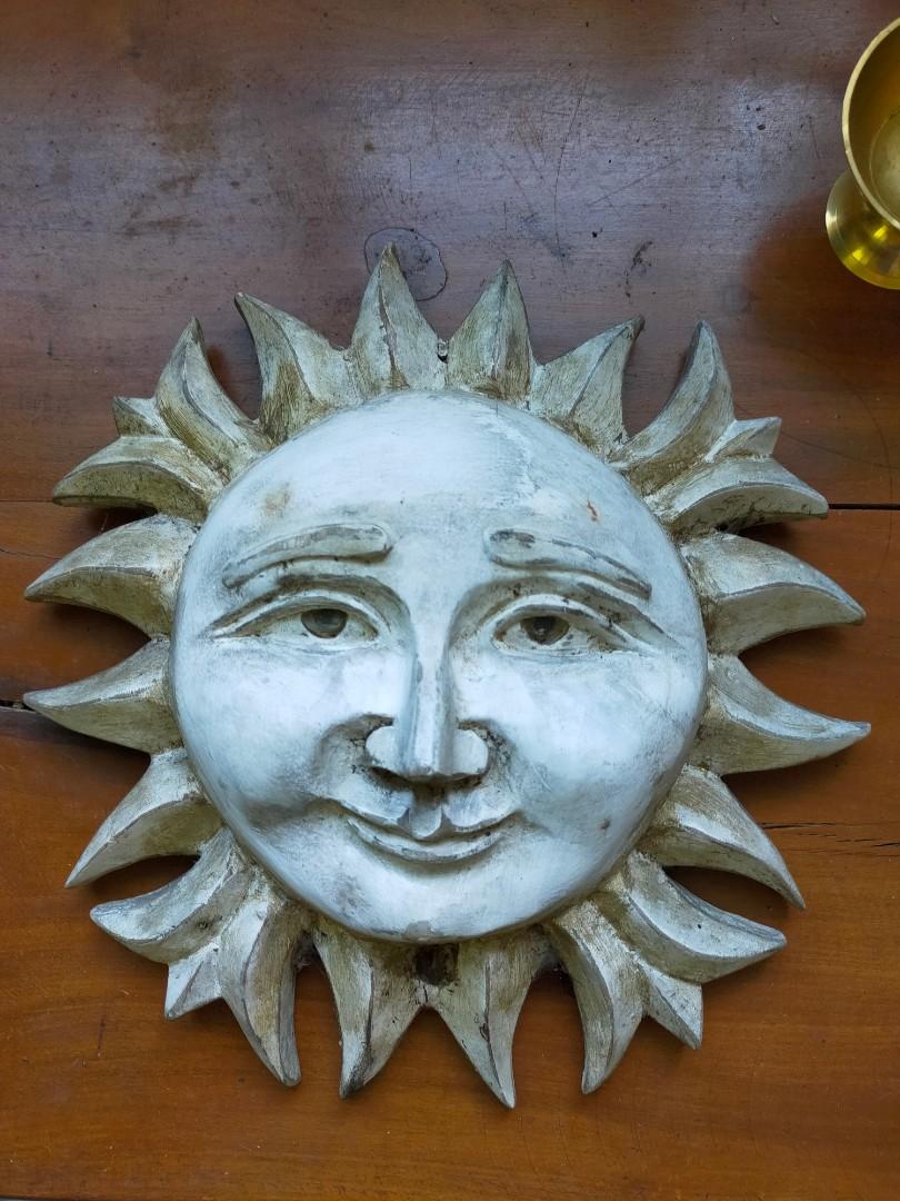 Wood Carved Sun wall decor, VINTAGE, Furniture & Home Living, Home Decor, Wall Decor on Carousell