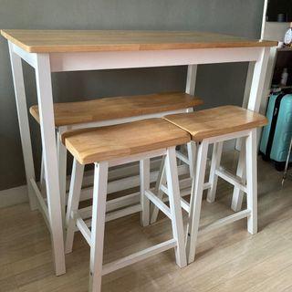 Wooden High Table and Chairs