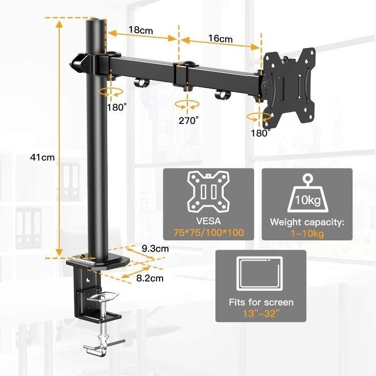 HUANUO 13-32 inch Single Monitor Mount Fully Adjustable Desk