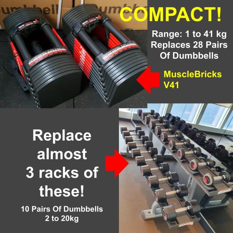 41kg Adjustable Dumbbells Compact Fast Durable Ergonomic