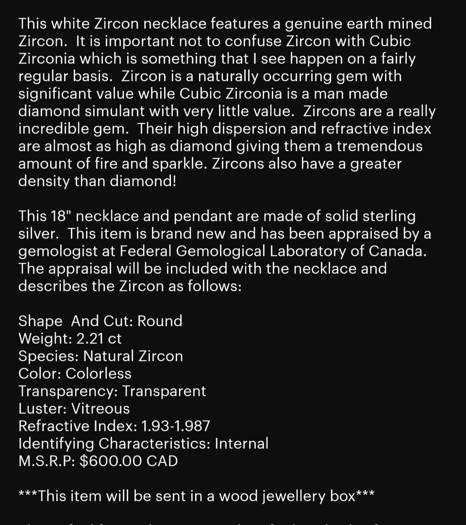 White zircon necklace on sale