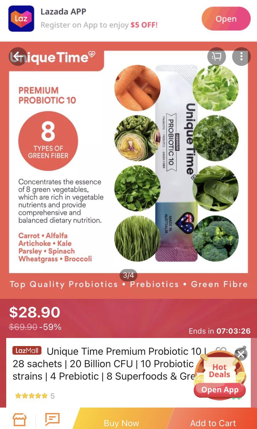 [70OFF] Unique Time Premium Probiotic 10 28 sachets 20 Billion CFU 10 Probiotic strains