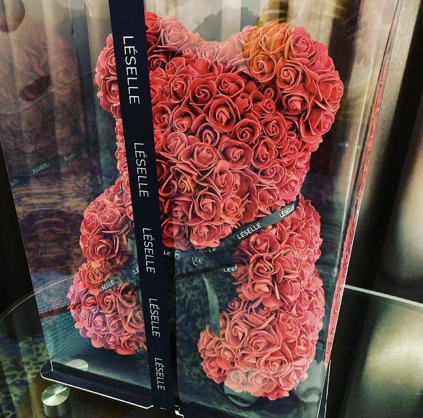 情人節玫瑰花手工製玫瑰熊 酒紅色大size 興趣及遊戲 手作 自家設計 文具及工藝 花 Carousell