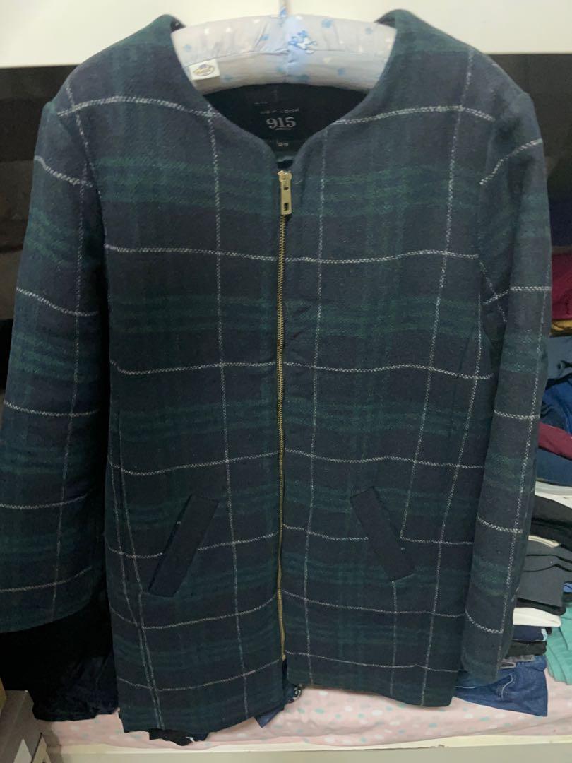 New look green check coat discount