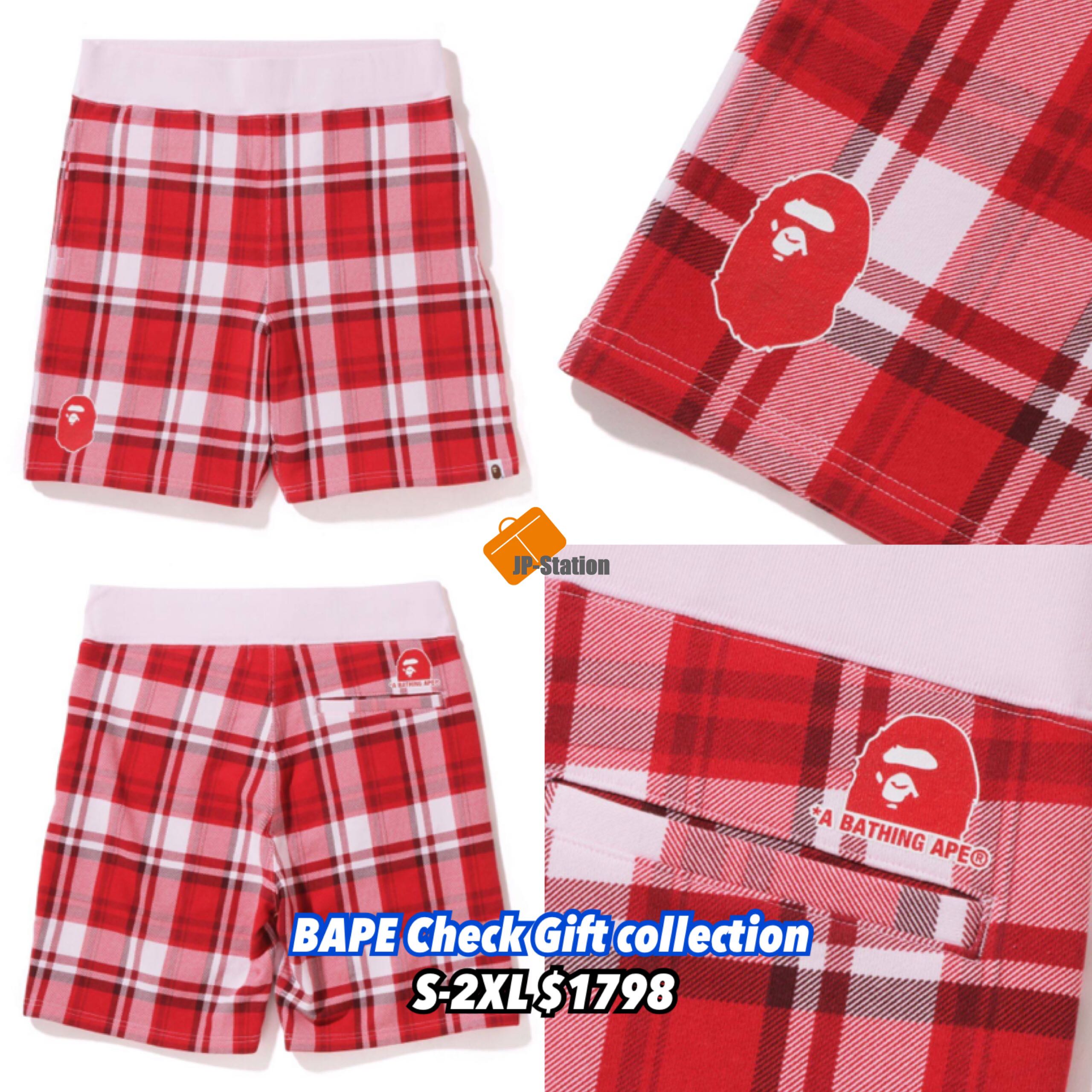 預訂BAPE 新作🇯🇵 Check Gift Sweat Shorts, 預購- Carousell