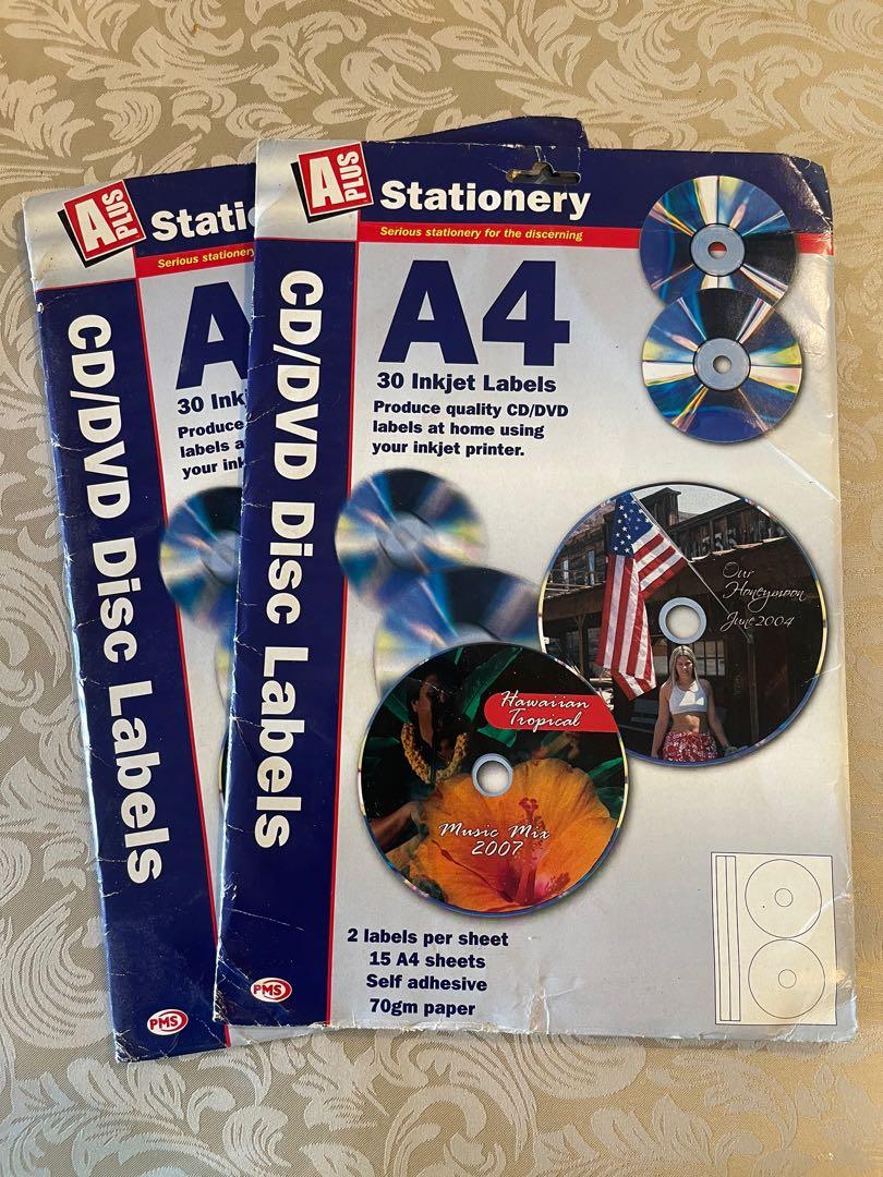 A4 Inkjet CD/DVD labels (2 packs), Hobbies & Toys, Music ...
