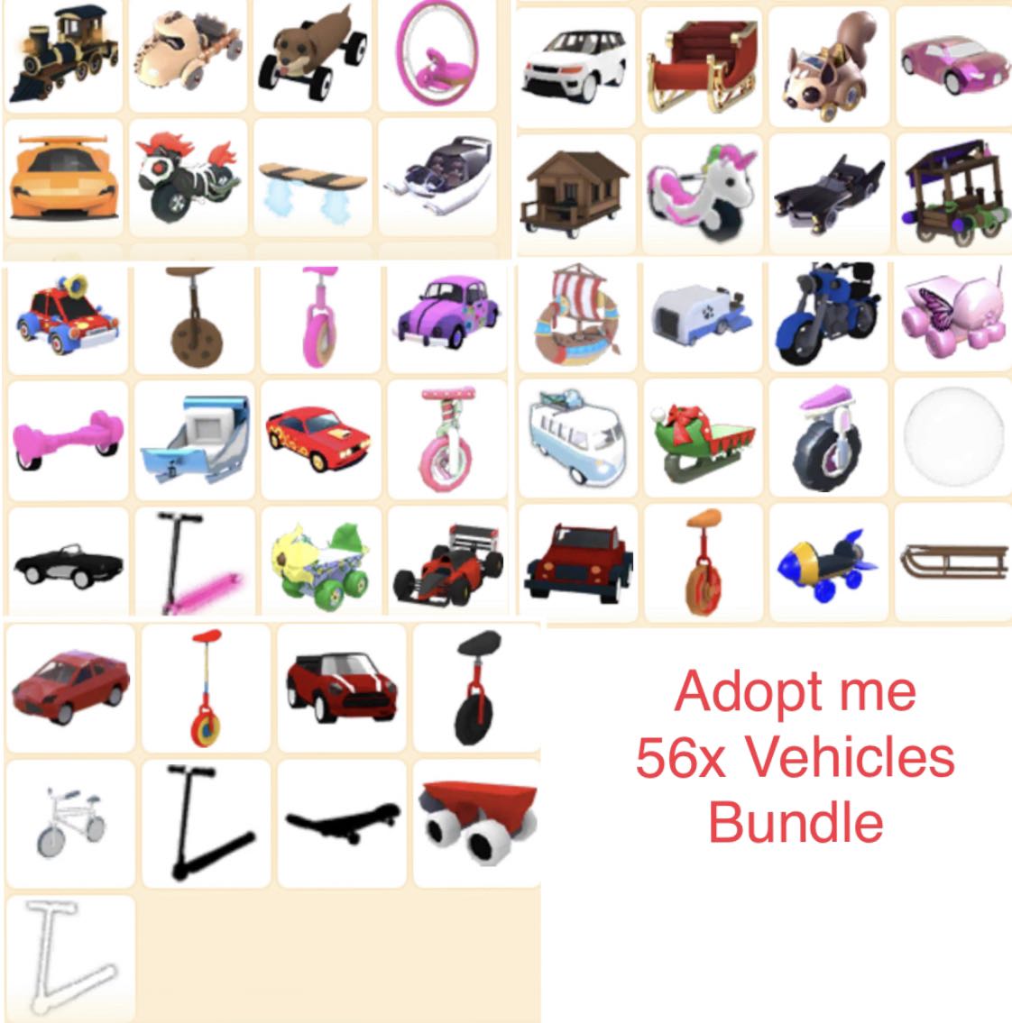 Adopt me - 56x vehicles bundle - Roblox, Video Gaming, Gaming