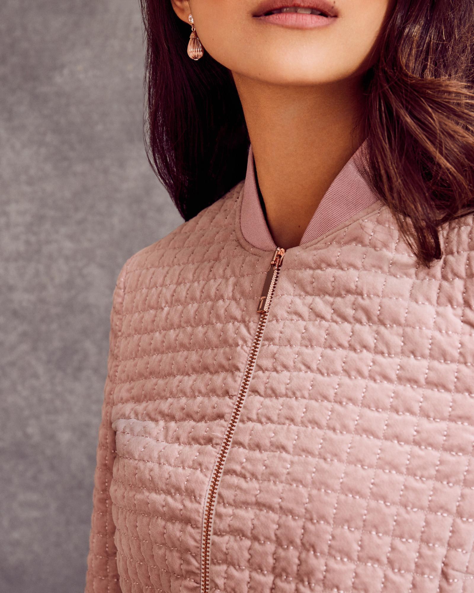 Quilted velvet sale bomber jacket