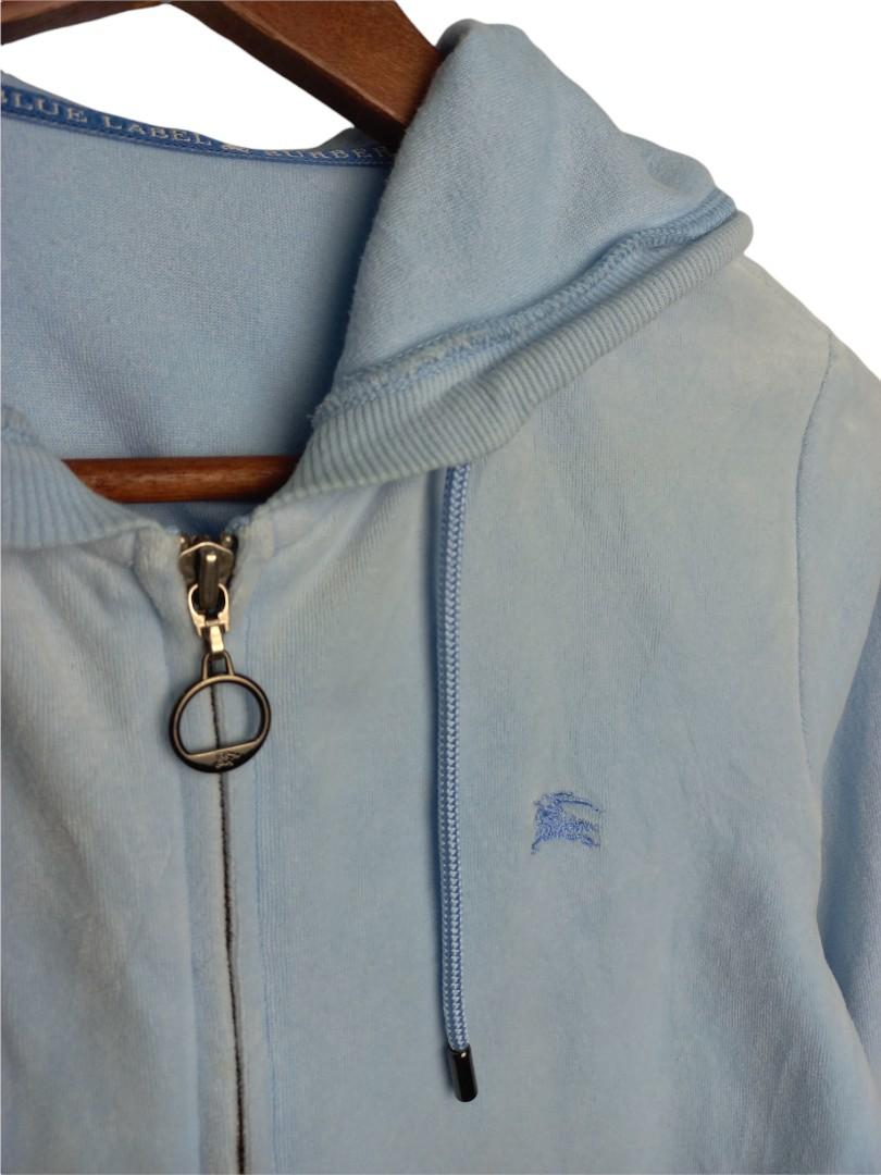 Burberry hoodie light blue discount