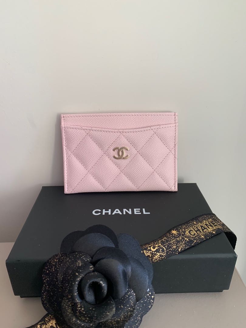 CHANEL 22P Light Pink Caviar Snap Card Holder Light Gold Hardware –  AYAINLOVE CURATED LUXURIES