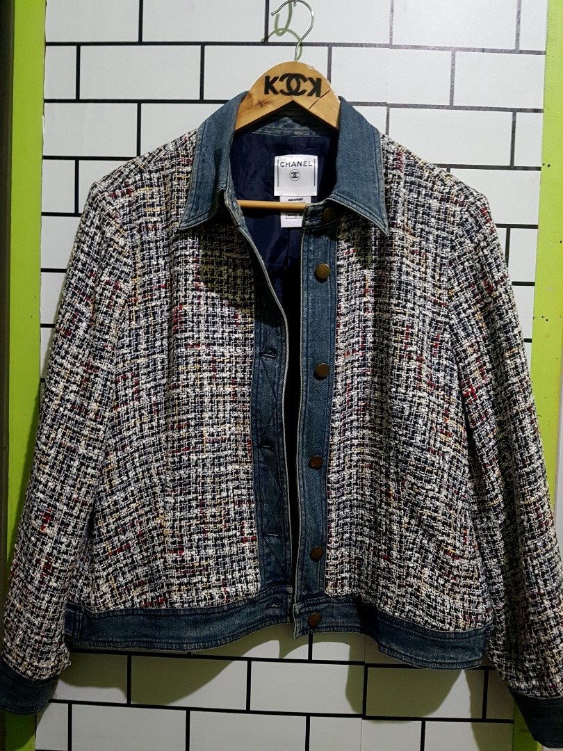 Chanel denim tweed jacket clearance