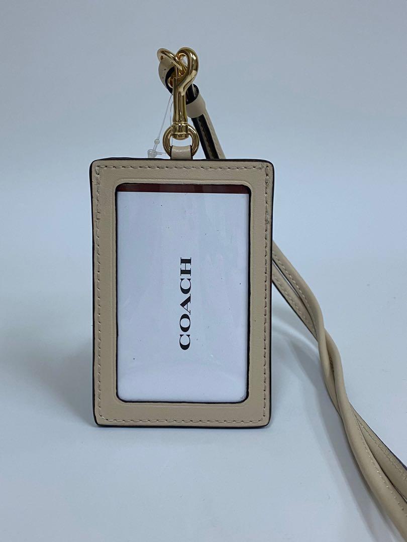 Coach card case lanyard floral khaki brand new with minor defect, Women's Fashion, Bags