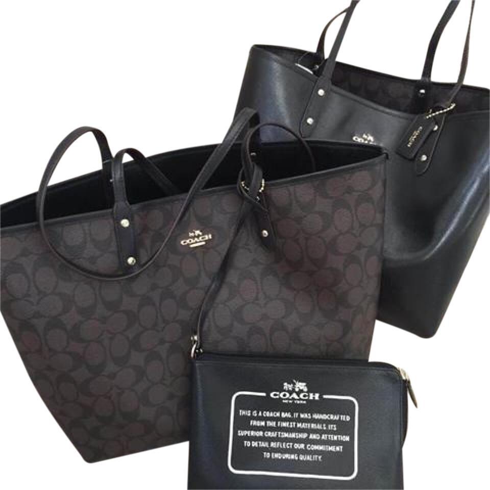 Coach City Reversible Tote with pouch Luxury Bags Wallets on