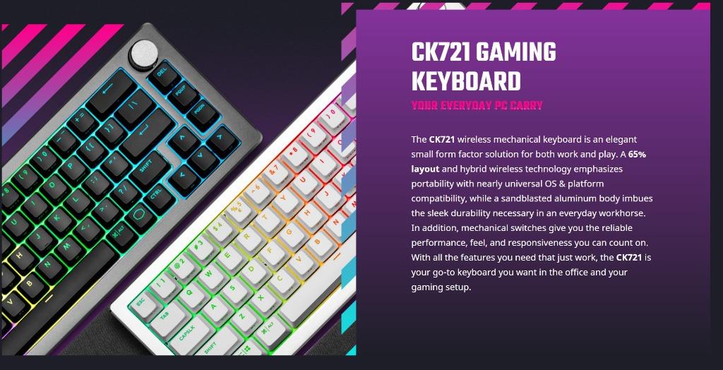 Cooler Master CK721 Compact Gaming Mechanical Keyboard Space Grey